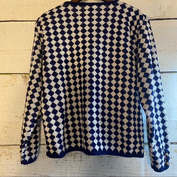 HASTING AND SMITH CHECKERED SWEATER Size Medium in Navy and White - Picture 9 of 12
